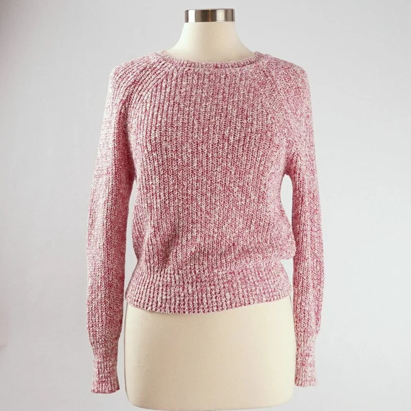 Free People Electric City Pink White Marled Scoop Neck Sweater - Picture 2 of 8